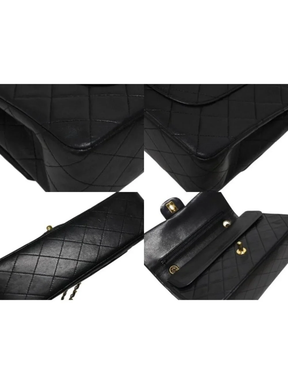 Chanel Quilted 25 Double Flap Chain Shoulder Bag CC Logo Lambskin Gold
